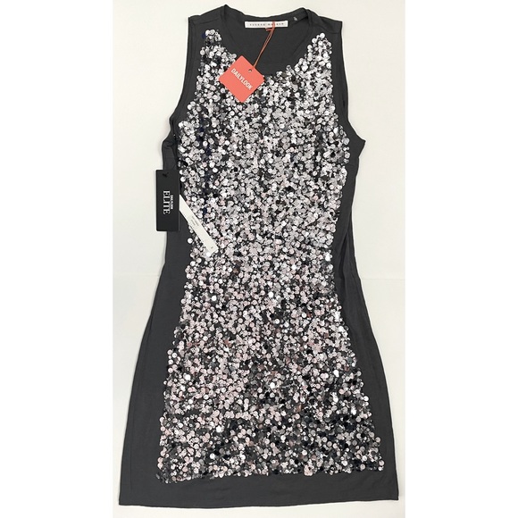 NWT Susana Monaco Form Fitting Graphite Sequin Dress M - Picture 1 of 3